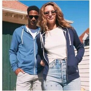 Marine Layer Womens Large Blue Afternoon Long Sleeve Stretch Full-Zip Hoodie